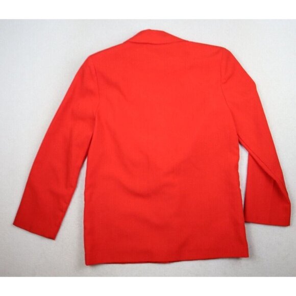 VINTAGE WOMEN'S RED UNLINED OVERSIZED BLAZER JACKET - BLOCK ISLAND SIZE 4P - Picture 7 of 7